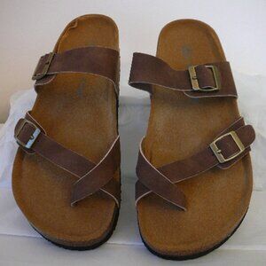 Hofeny Soft Footbed Sled Women's Brown Slip On Sandals-Size 10-NIB